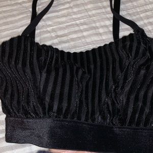 Colsie Black bralette satin/velvet stripes size XS